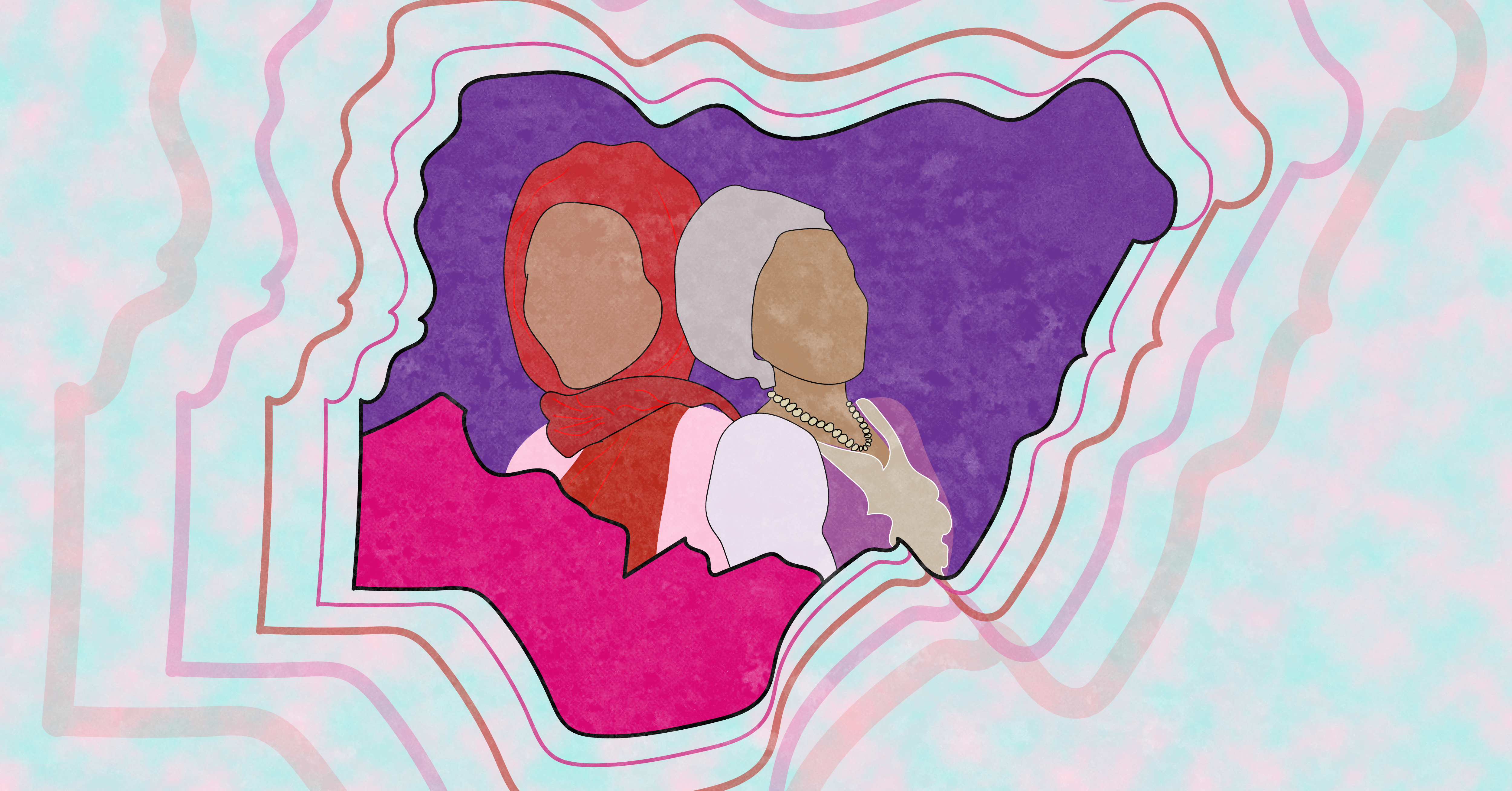 Two Hausa women in the Northern part of the Nigerian map.