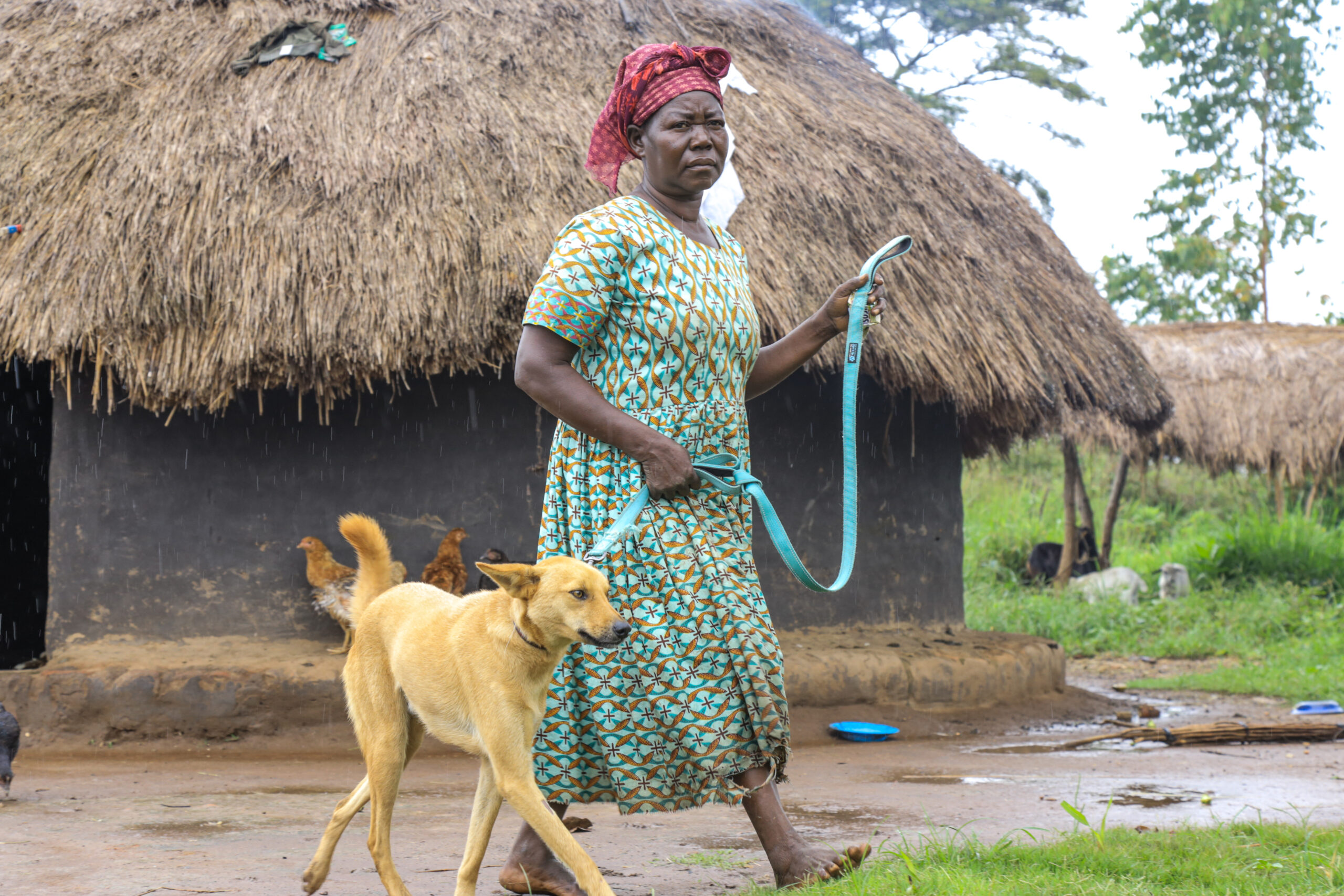 Anena taking a walk with her dog Peyot. Credit: Dan Ayebare and Richard Mugambe
